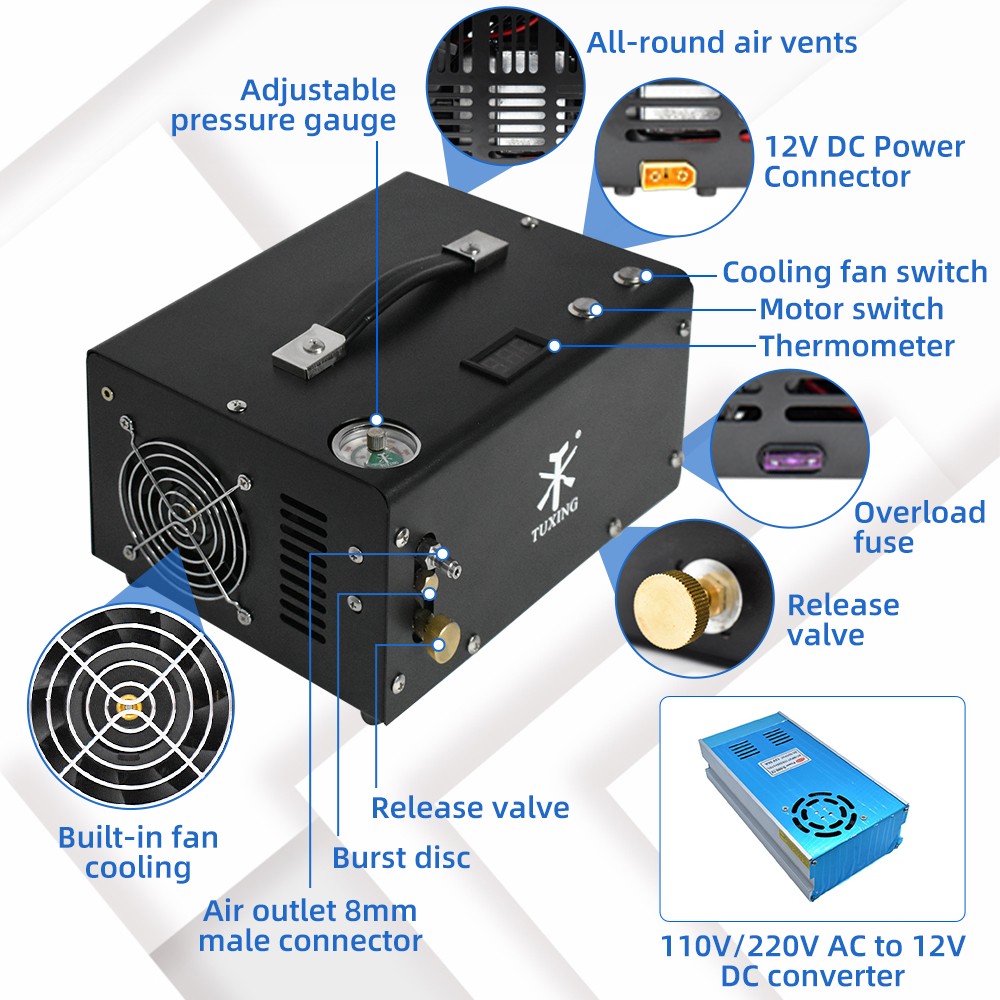 TUXING TXET061-2 Compresseur d'air pratique et facile à utiliser